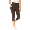 Woman Within Plus Size Petite Stretch-Cotton Knit Pull-On Pocket Capri Leggings(Chocolate)
