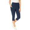 Woman Within Plus Size Petite Stretch-Cotton Knit Pull-On Pocket Capri Leggings(Navy)