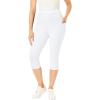 Woman Within Plus Size Petite Stretch-Cotton Knit Pull-On Pocket Capri Leggings(White)