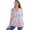 Woman Within Plus Size Printed Cold-Shoulder Blouse(White Garden Print)