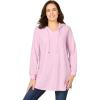 Woman Within Plus Size Rib-Knit Sherpa Hoodie Sweatshirt(Pink)