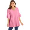 Woman Within Plus Size Ruffled Elbow-Sleeve Tunic(Delicate Pink)