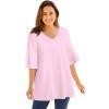 Woman Within Plus Size Ruffled Elbow-Sleeve Tunic(Pink)