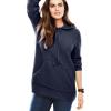 Woman Within Plus Size Shaker Sweater Pullover Hoodie(Navy)