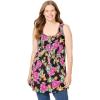 Woman Within Plus Size Sleeveless Pintuck Gauze Shirt(Black Multi Fun Floral)