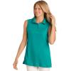 Woman Within Plus Size Sleeveless Polo Tunic(Waterfall)