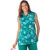 Woman Within Plus Size Sleeveless Polo Tunic(Waterfall Flowers)