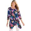 Woman Within Plus Size Swing Hem Tunic(Black Multi Florals)