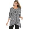 Woman Within Plus Size Swing Hem Tunic(Black Patch Stripe)