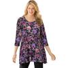 Woman Within Plus Size Swing Hem Tunic(Black Violet Lace)