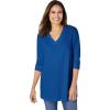 Woman Within Plus Size Three-Quarter Sleeve Thermal Sweatshirt(Bright Cobalt)