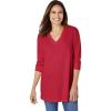 Woman Within Plus Size Three-Quarter Sleeve Thermal Sweatshirt(Classic Red)