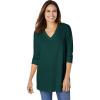 Woman Within Plus Size Three-Quarter Sleeve Thermal Sweatshirt(Emerald Green)