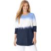 Woman Within Plus Size Tie-Dyed Knit Sweatshirt Tunic(Navy Ikat Tie Dye)