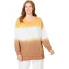 Woman Within Plus Size Tie-Dyed Knit Sweatshirt Tunic(Toffee Ikat Tie Dye)
