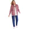 Woman Within Plus Size Two-Piece Flannel Shirt and Tee(Classic Red Winter Plaid)