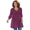 Woman Within Plus Size V-Neck Shaker Trapeze Sweater(Deep Claret)