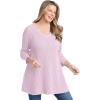Woman Within Plus Size V-Neck Shaker Trapeze Sweater(Pink)