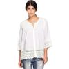 ellos Plus Size Crochet Trim Blouse(White)