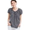 ellos Plus Size Keyhole Neckline Peasant Blouse(Navy/White Print)