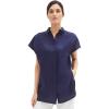 ellos Plus Size Linen-Blend Button Front Tunic(Navy)