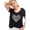 ellos Plus Size Love Graphic Tee(Black Zebra Heart)
