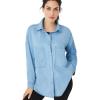 ellos Plus Size Oversized Button-Front Denim Shirt(Light Stonewash)