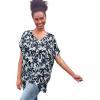 ellos Plus Size Oversized Tunic(Black Blue Lake Abstract)