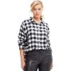 ellos Plus Size Plaid Flannel Shirt(Black White Plaid)