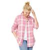 ellos Plus Size Plaid Flannel Shirt(Dusty Pink Plaid)