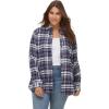ellos Plus Size Plaid Flannel Shirt(Navy Plaid)
