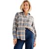 ellos Plus Size Plaid Flannel Shirt(Pale Indigo Plaid)