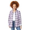 ellos Plus Size Plaid Flannel Shirt(Purple Ivory Plaid)
