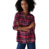 ellos Plus Size Plaid Flannel Shirt(Red Tartan Plaid)