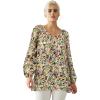 ellos Plus Size Tie Neck Peasant Tunic(Butter Multi Floral)