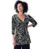 ellos Plus Size Twisted Knot-Front Tunic(Black Abstract Dot)
