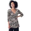 ellos Plus Size Twisted Knot-Front Tunic(Black Pink Floral)