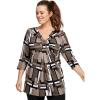 ellos Plus Size Twisted Knot-Front Tunic(Black White Print)