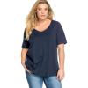 ellos Plus Size V-Neck A-Line Tunic(Navy)