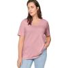ellos Plus Size V-Neck A-Line Tunic(Pink Sherbert)