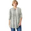 ellos Women’s Plus Size Striped Henley Tunic Oversized Long Top Wear with Leggings(Desert Sage Plaid)