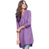 ellos Women’s Plus Size Striped Henley Tunic Oversized Long Top Wear with Leggings(Violet Bloom Stripe)