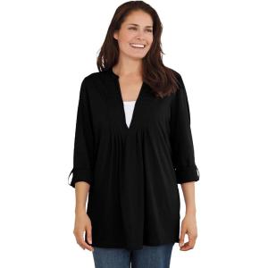 Woman Within Plus Size 7-Day Layered-Look Tunic(Black)
