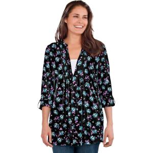 Woman Within Plus Size 7-Day Layered-Look Tunic(Black Ditsy Bouquet)