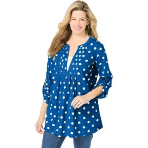 Woman Within Plus Size 7-Day Layered-Look Tunic(Deep Cobalt White Dot)