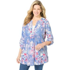 Woman Within Plus Size 7-Day Layered-Look Tunic(French Blue Meadow)