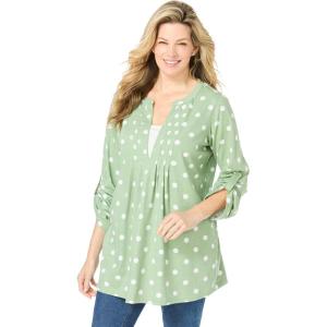 Woman Within Plus Size 7-Day Layered-Look Tunic(Sage Dot)