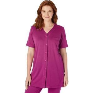 Woman Within Plus Size 7-Day Short-Sleeve Baseball Tunic(Raspberry)