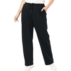 Woman Within Plus Size Better-Fleece Pull-On Drawstring Sweatpants(Black)
