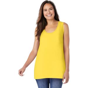 Woman Within Plus Size High-Low Tank(Primrose Yellow)